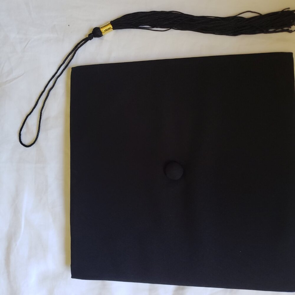 Graduation Mortarboard Black with Black Tassel Excellent Condition OS